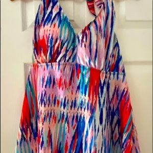 Swimsuits for All Halter Style Tankini Top Multicolored Size 16